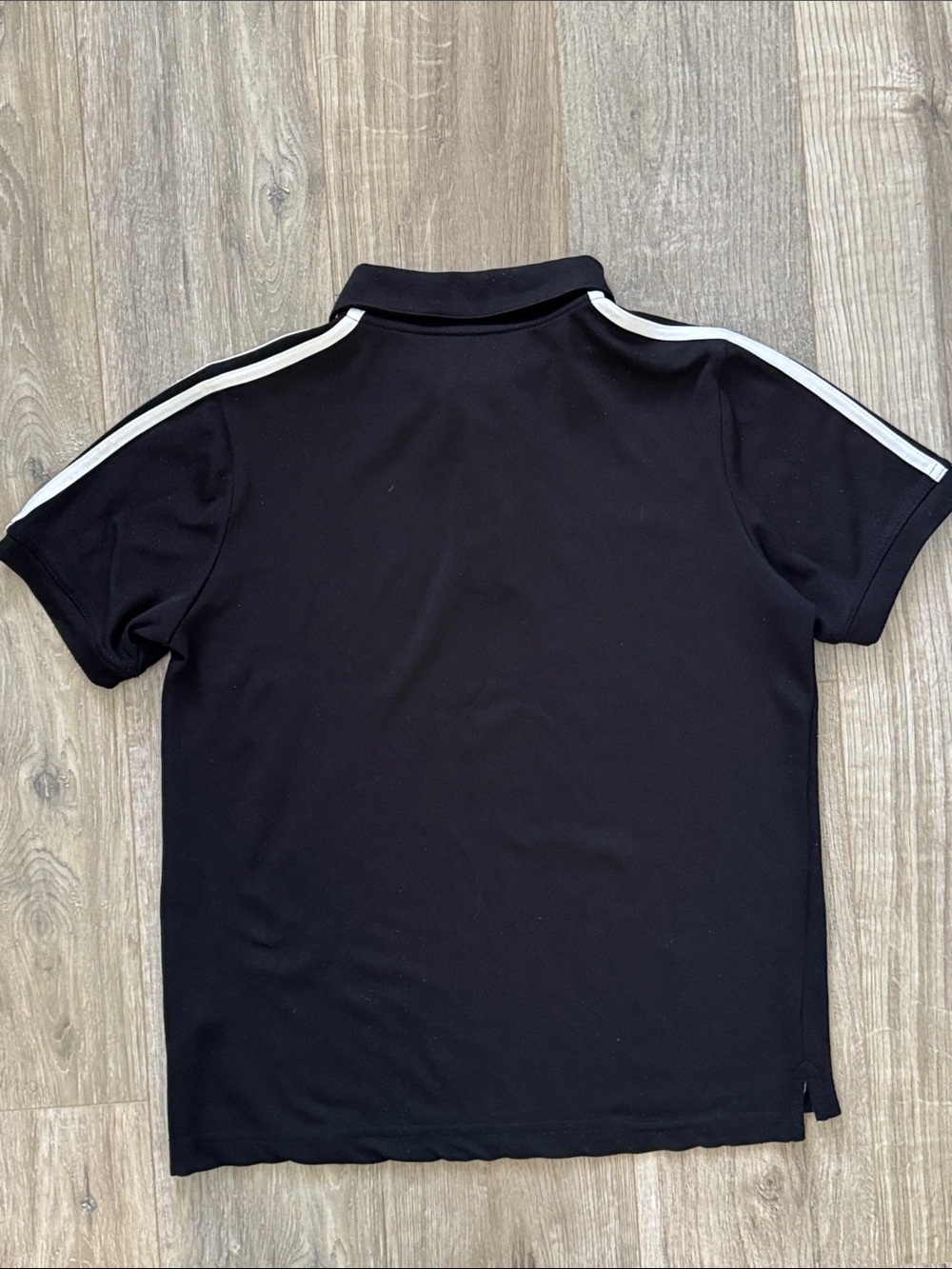 adidas Boys Black Polo with White Shoulder Stripes Size M (10/12) - Picture 7 of 7